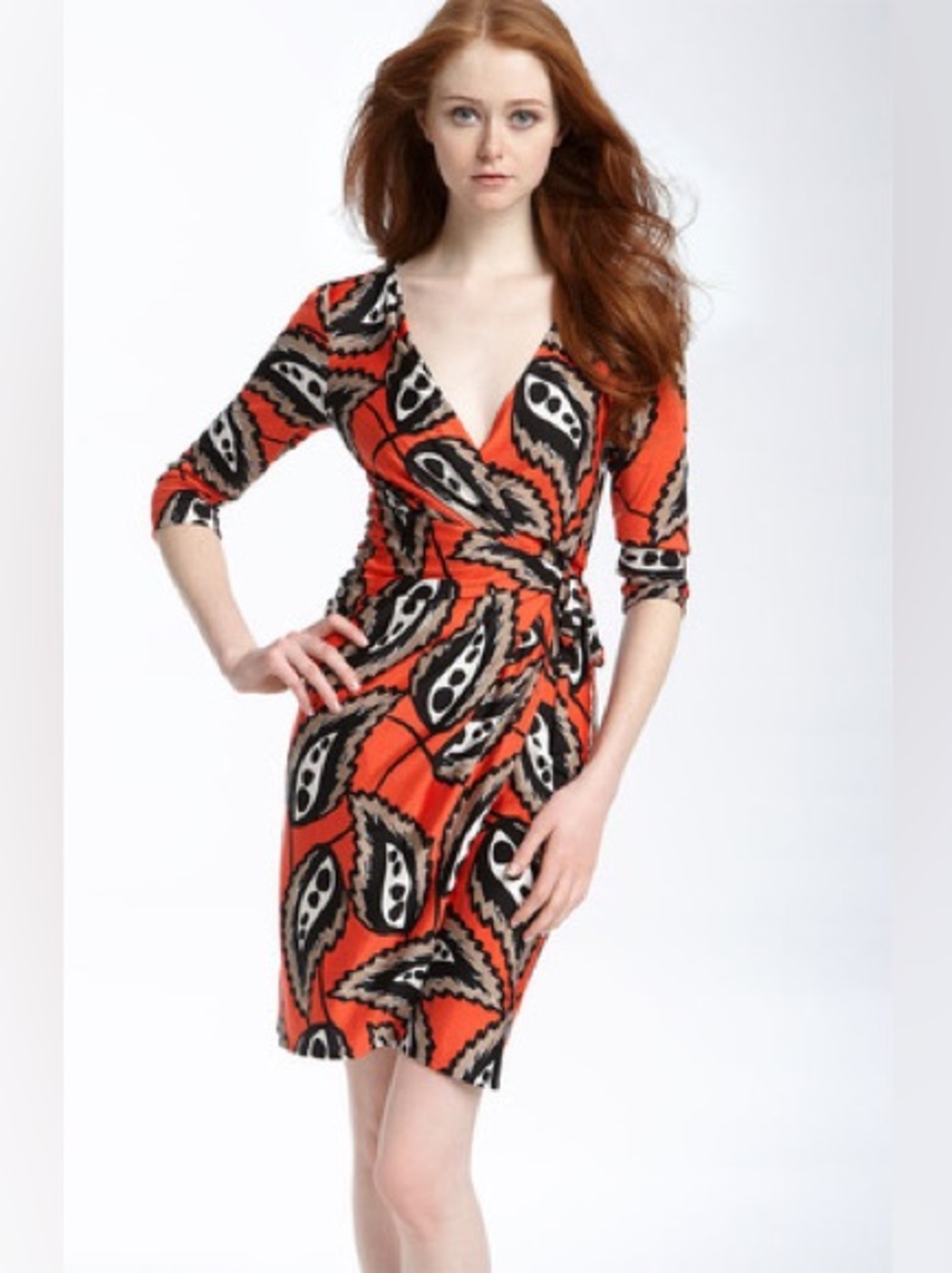 🆕 NWT DVF Diane Von Furstenberg 100% Silk Evrin Modern Paisley Wrap Dress